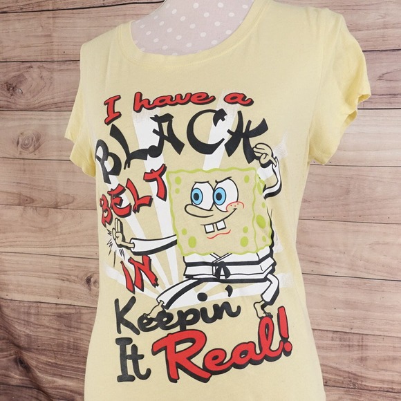 NICKELODEON SPONGEBOB SQUARE PANTS I HAVE A BLACK BELT T-SHIRT XL - Picture 3 of 6